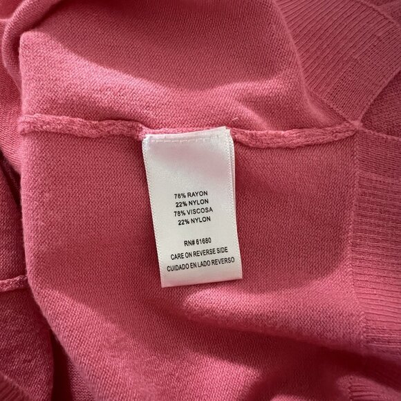 525 America Sweater Size Large Pink Fine Knit V Neck 3/4 Sleeve Top Pullover - Picture 5 of 6